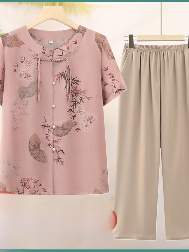 Summer Clothing For Women Over 60 - Conjunto de Dos Piezas de Manga