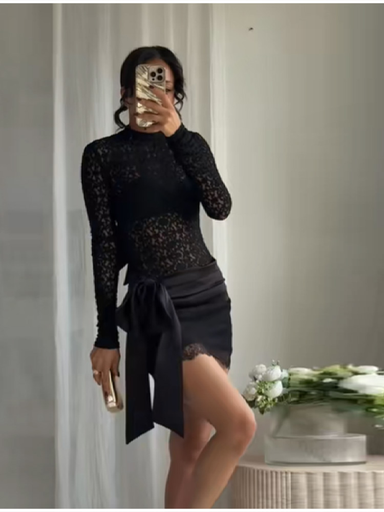 Conjunto de encaje negro a la  - Summer Clothing Styles Men reseña y precio